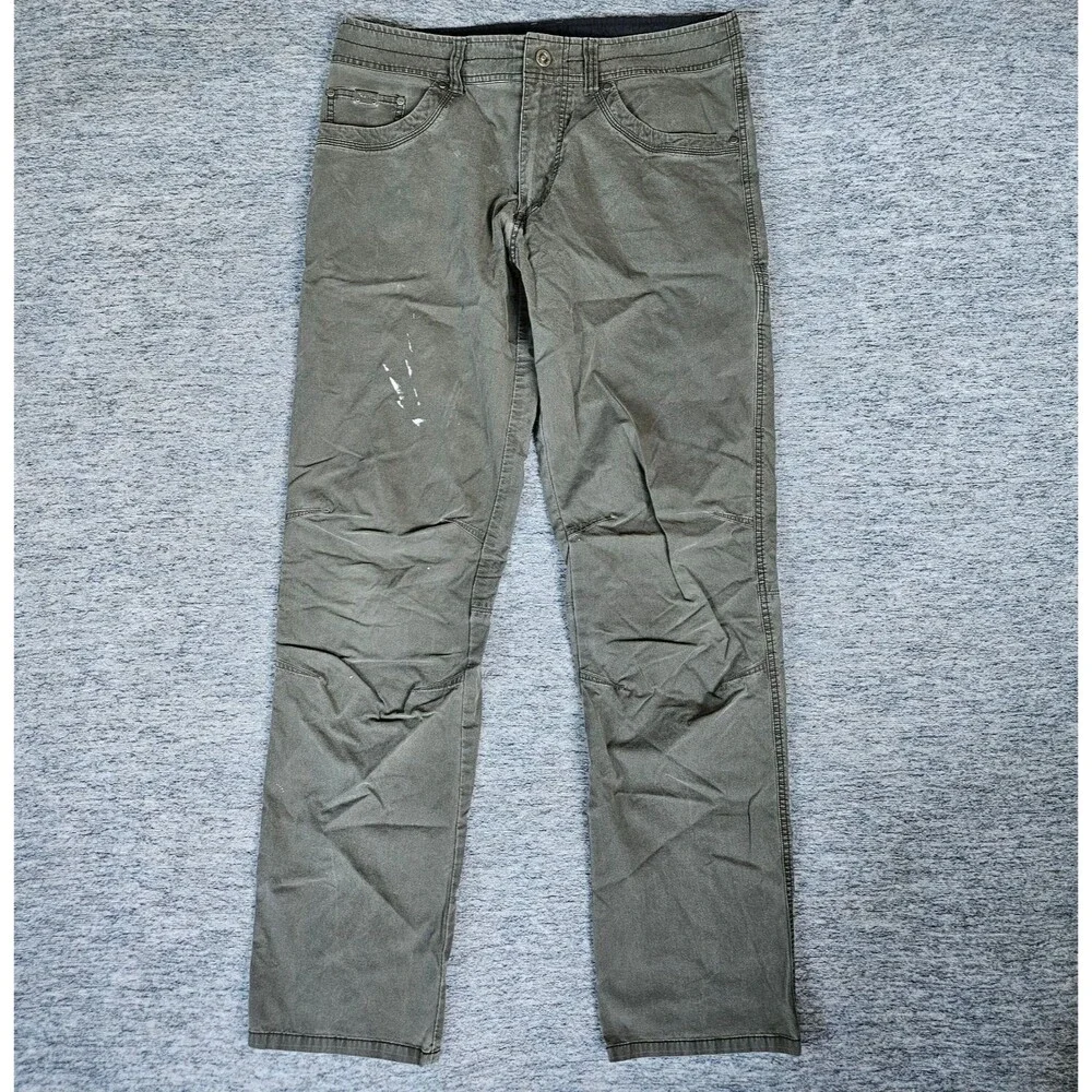 KUHL Revolver Pants Mens 38x34 Green Chino Regular Outdoor Canvas Distressed